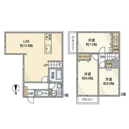 岸田堂南町戸建の物件間取画像